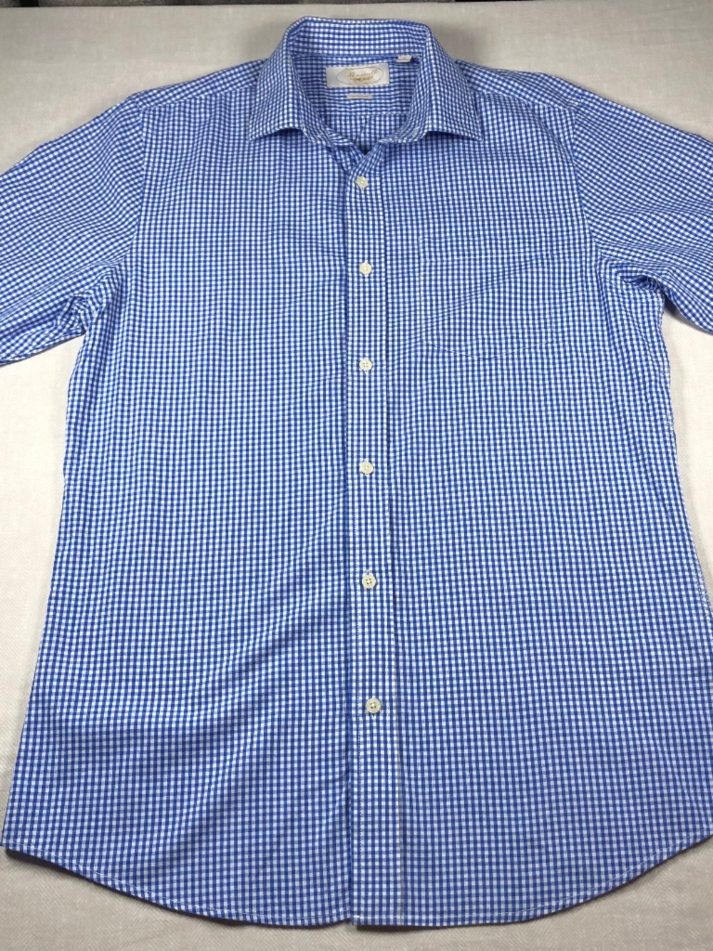 Bestall Custom Fit Button Down Shirt M Men’s Blue White Gingham Check